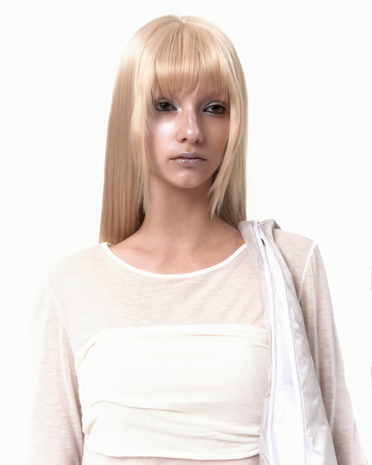 Tube top layered T-shirt off white