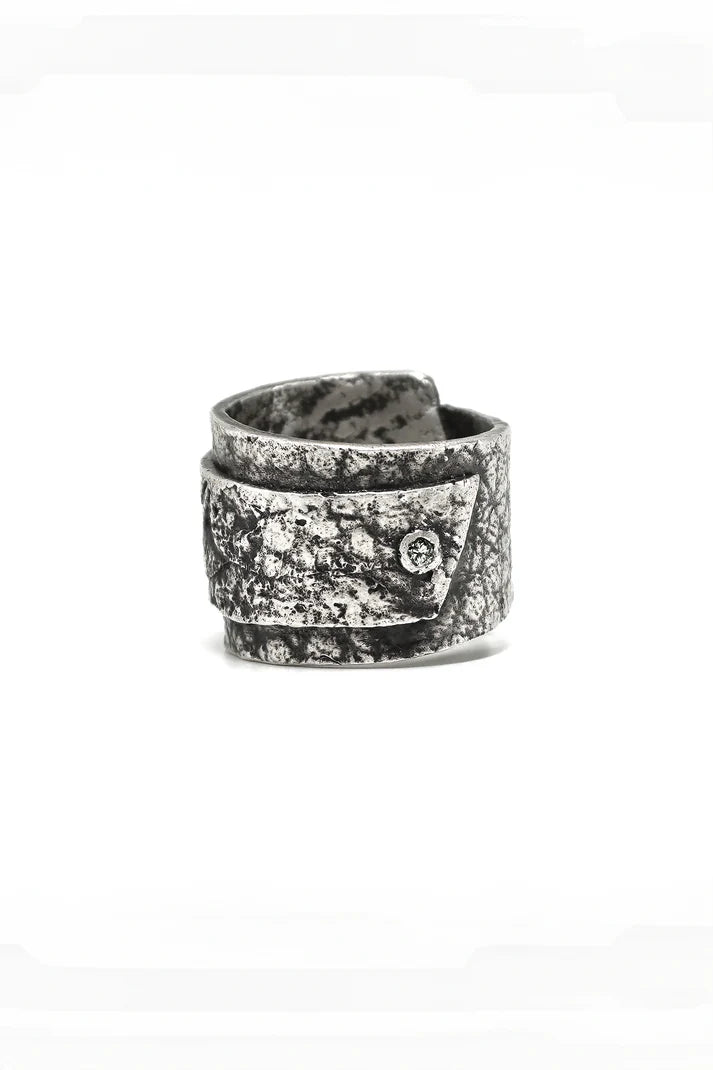 Leather wrap stud ring + diamond set