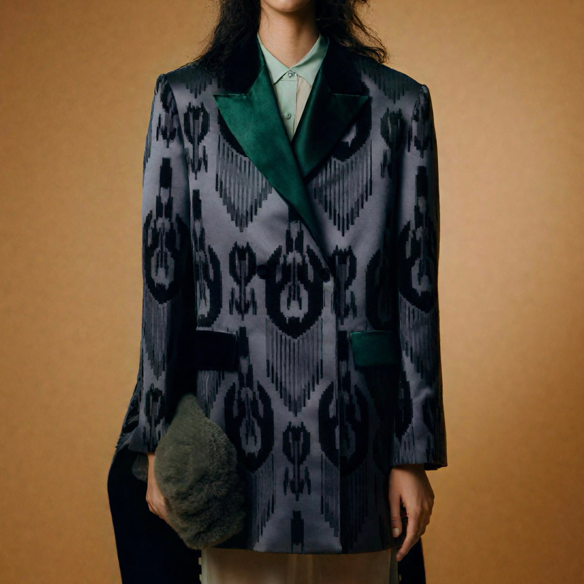 Dark green satin blazer