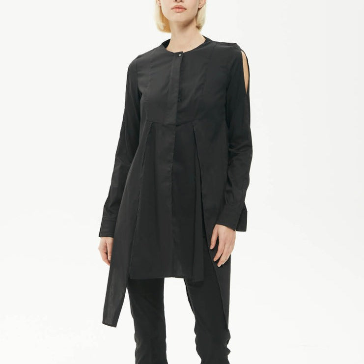 Shirt dress with slits black