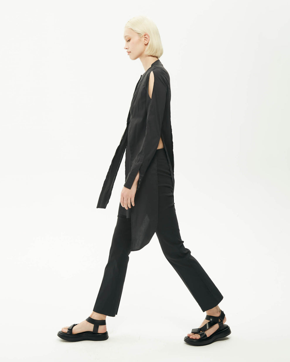 Shirt dress with slits black