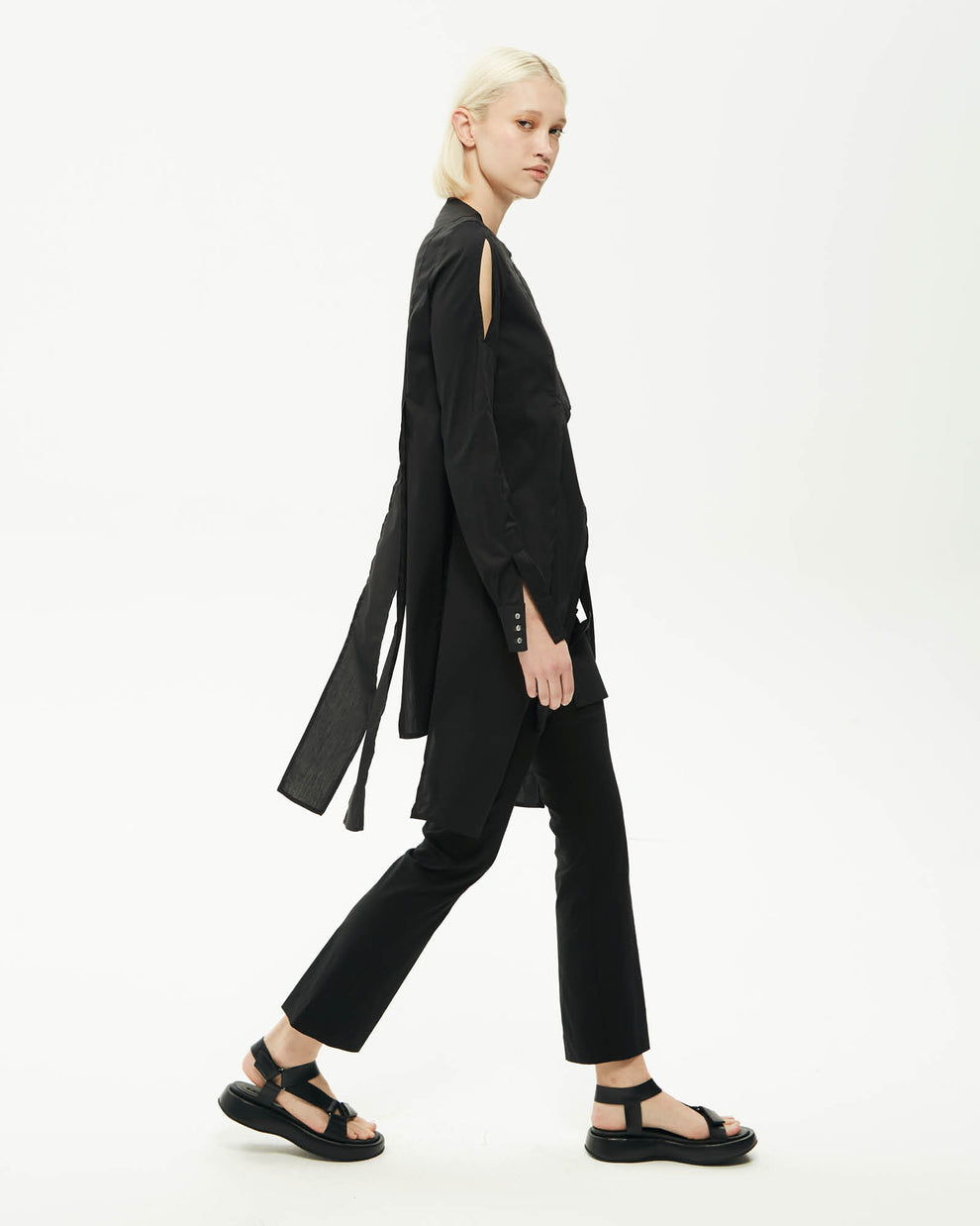 Shirt dress with slits black