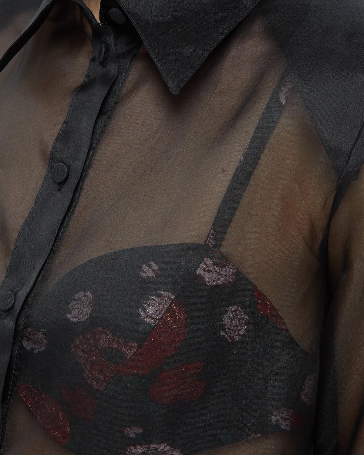 Straight shirt in silk organza