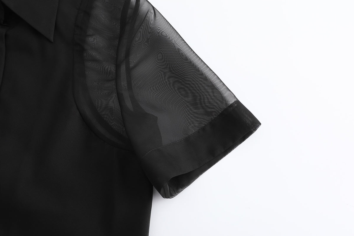Sheer short sleeve shirt tailored slim fit