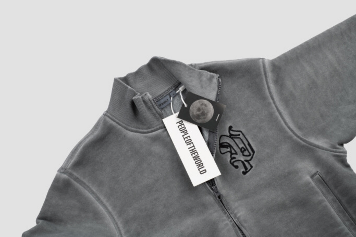 Signature luna garment washing zip-up charcoal