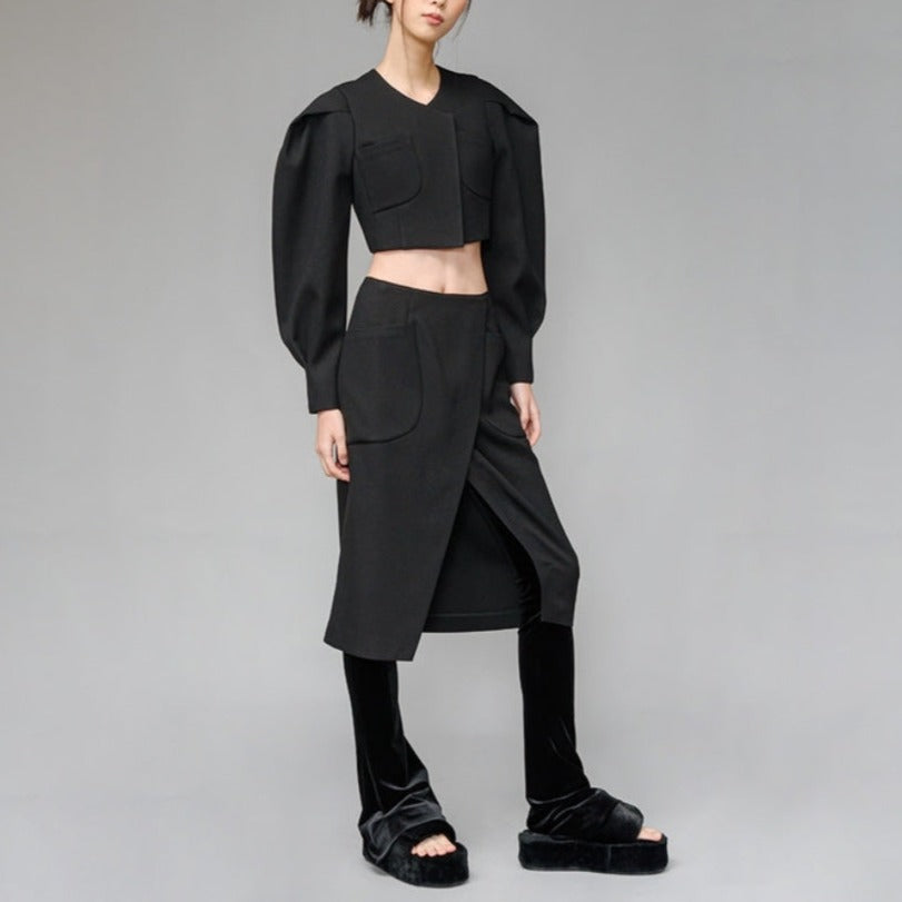 Black structure crop jacket