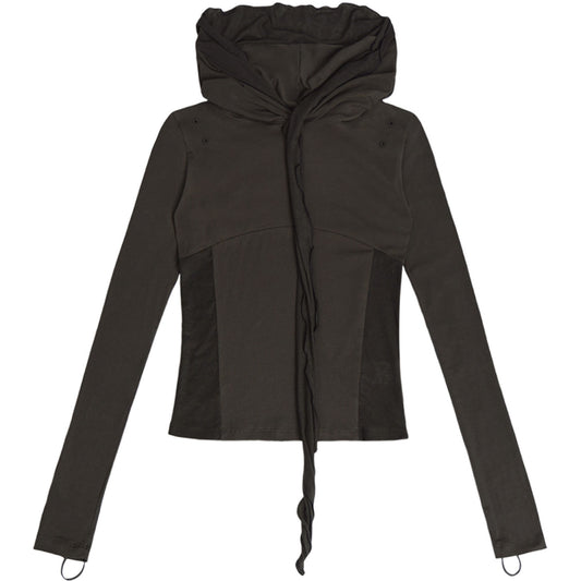 Muffler hoodie long sleeve charcoal