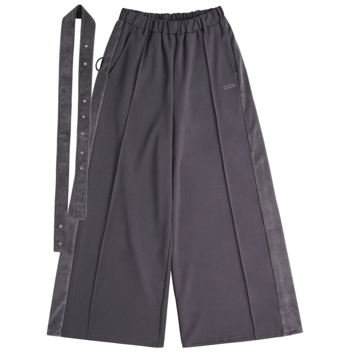 Belt wide sweat pants charcoal