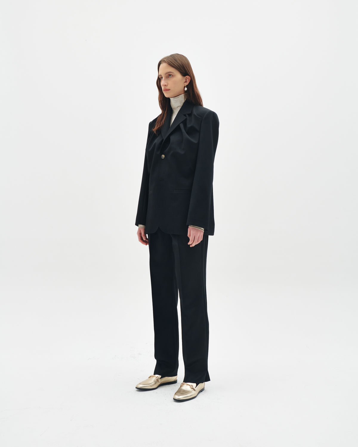 Wool tailored draped jacket