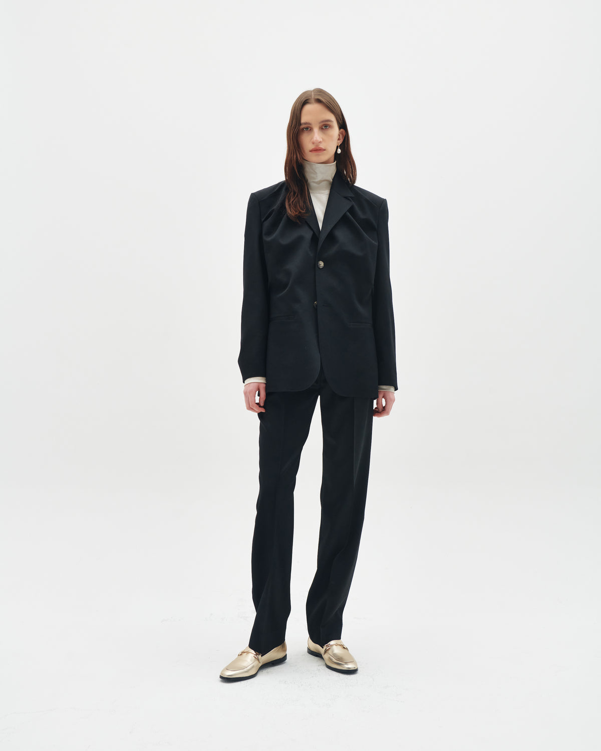 Wool tailored draped jacket