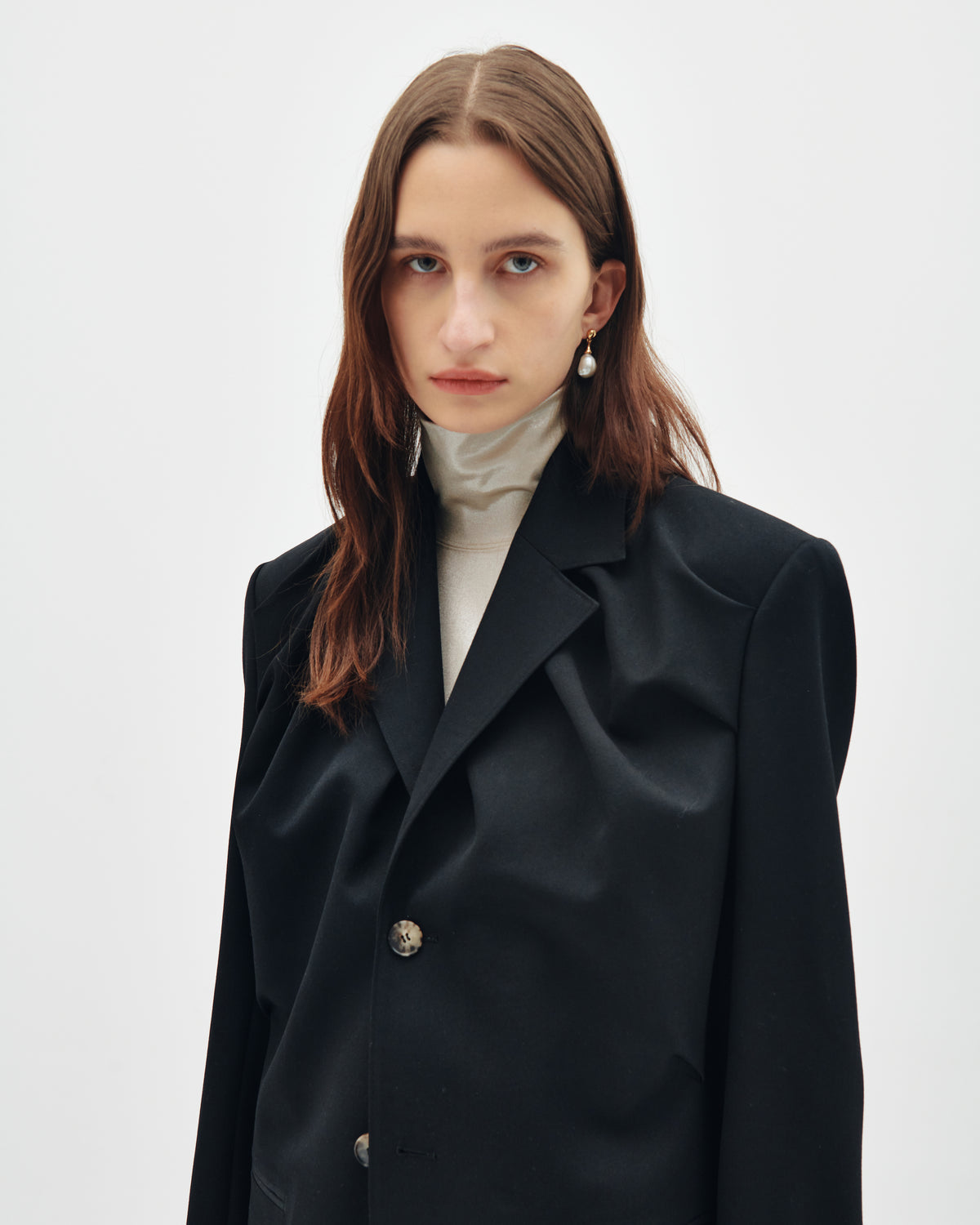 Wool tailored draped jacket