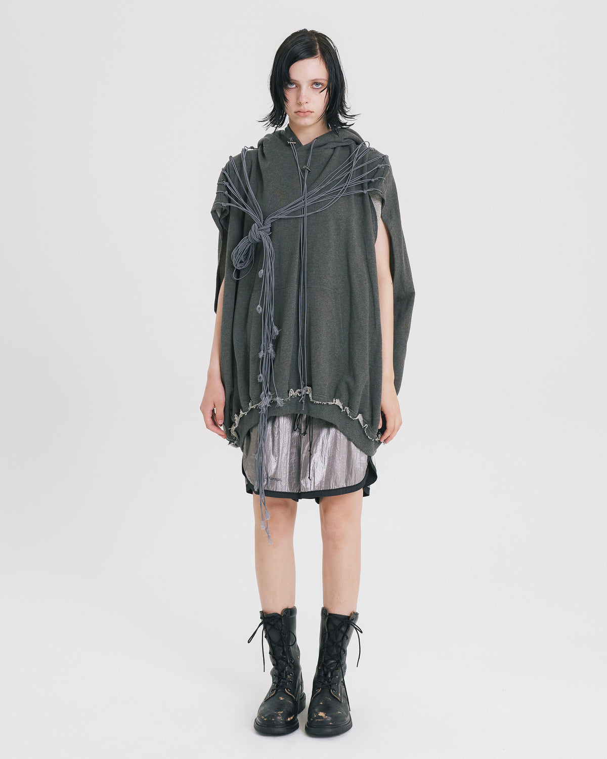 Sleeveless shoulder strings hoodie