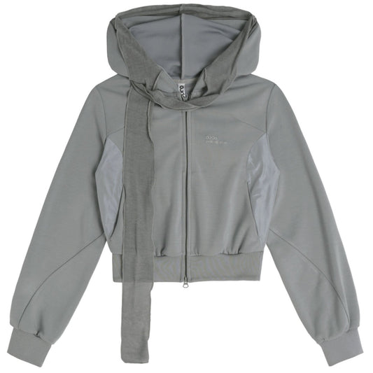 Muffler boxer crop hoodie grey