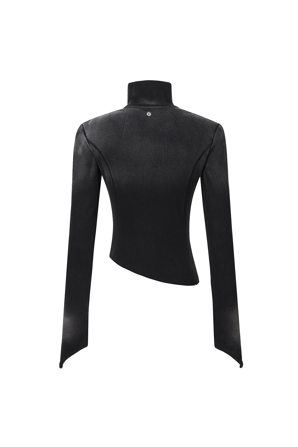 Bleach washed asymmetric cotton top black