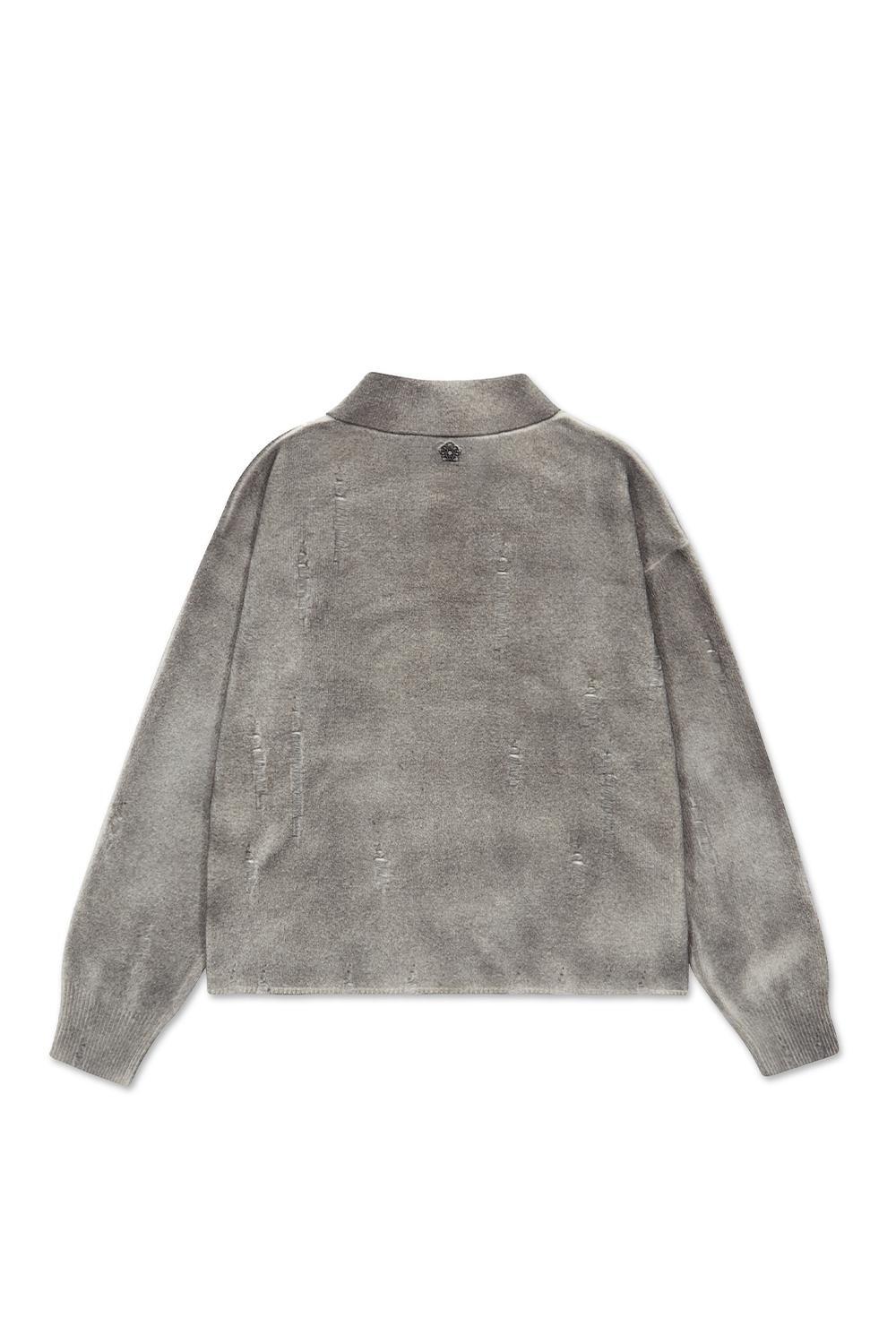 Spray damaged polo knit grey