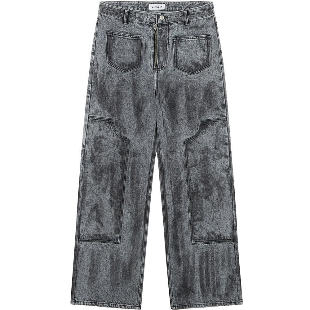 Dirty washed carpenter pants dusty black