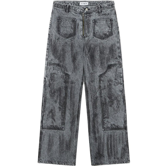 Dirty washed carpenter pants dusty black