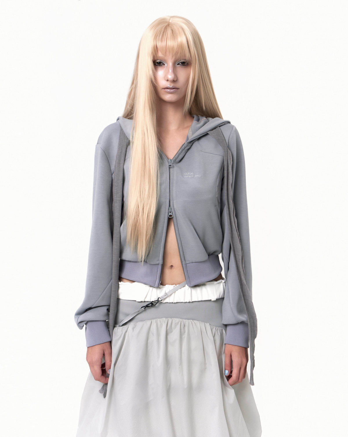 Muffler boxer crop hoodie grey