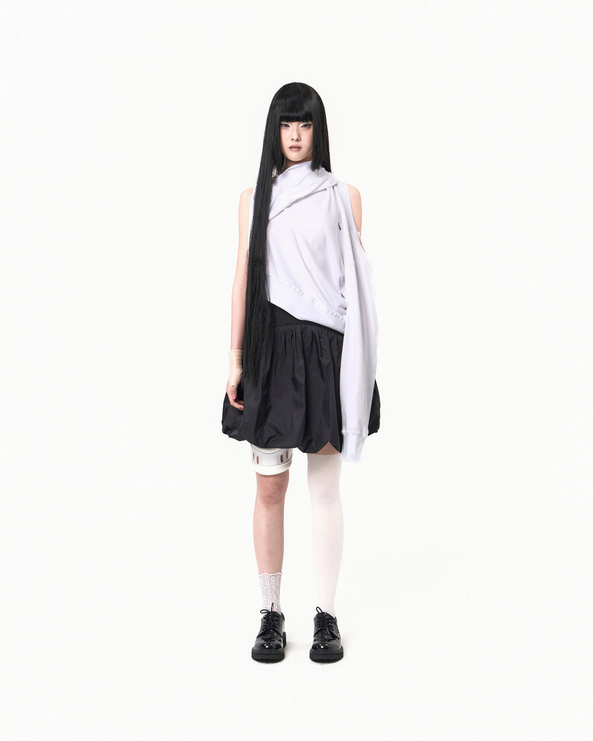 Reversible midi padded skirt black