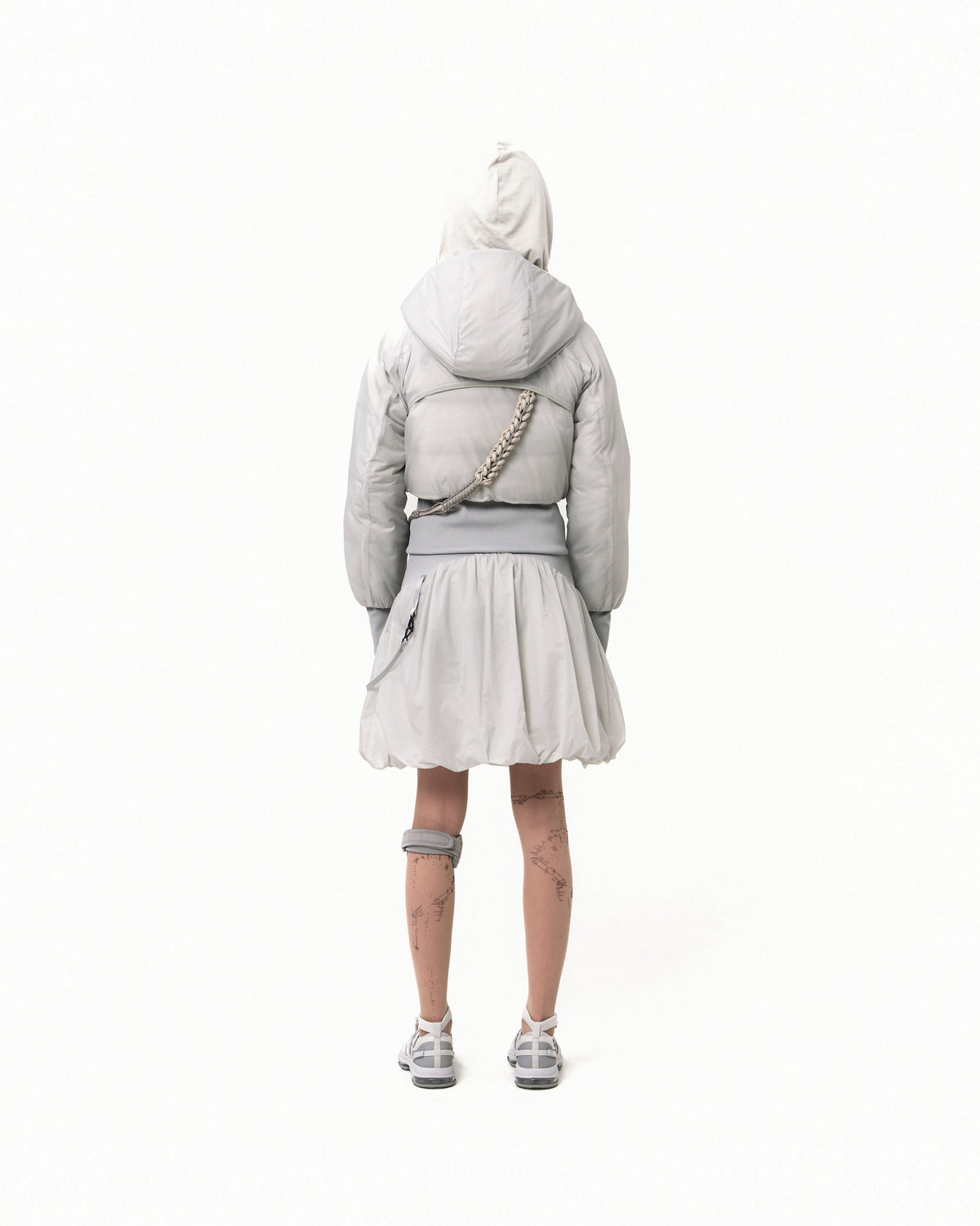 Reversible midi padded skirt grey
