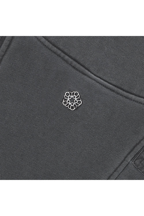 Cotton zip-up cargo jacket charcoal