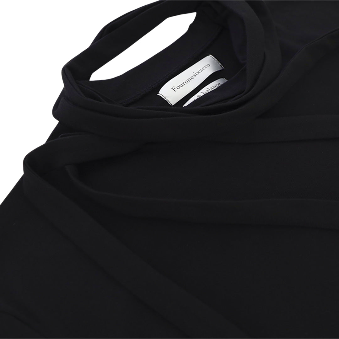 Double collar t-shirt_ver imbalance(black)