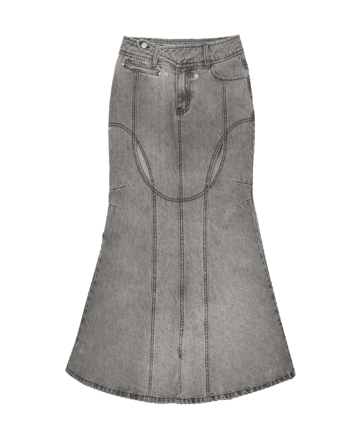 Mermaid slit denim skirt grey