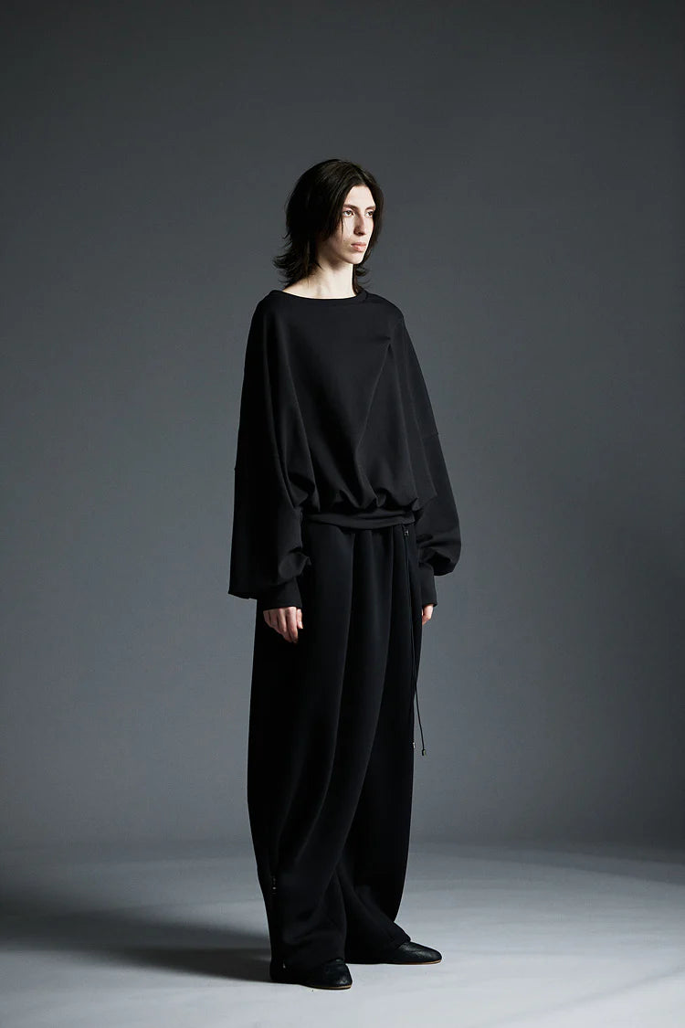Neoprene wide sweat pants black