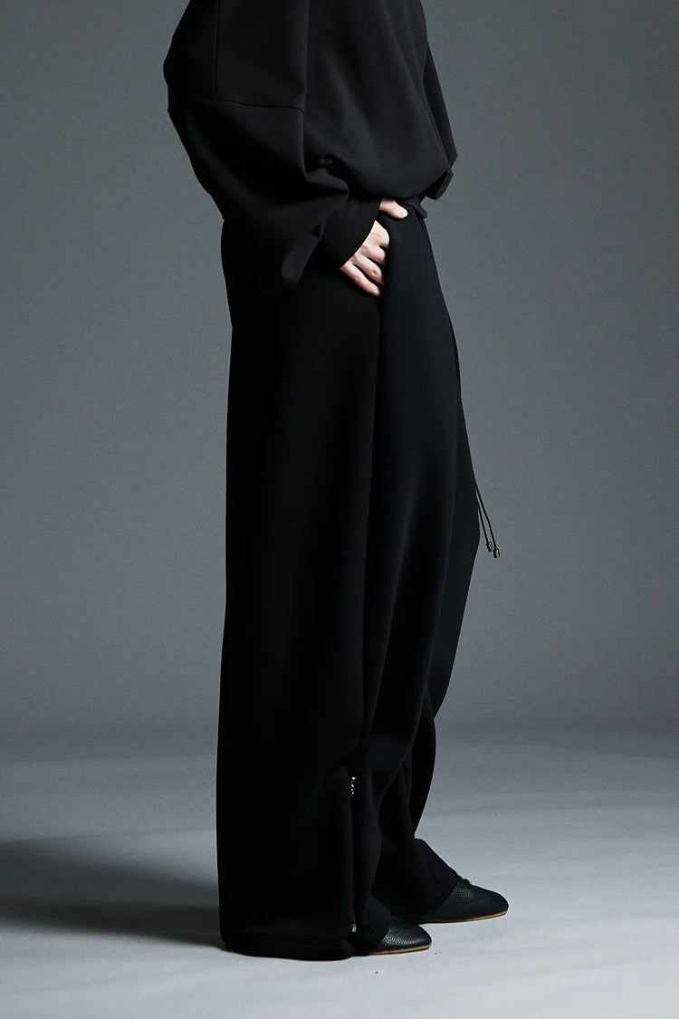 Neoprene wide sweat pants black