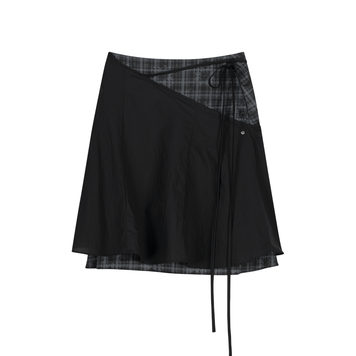 Layered strap flare skirt black