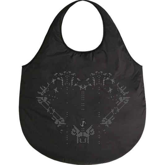 Reversible graphic padded bag black