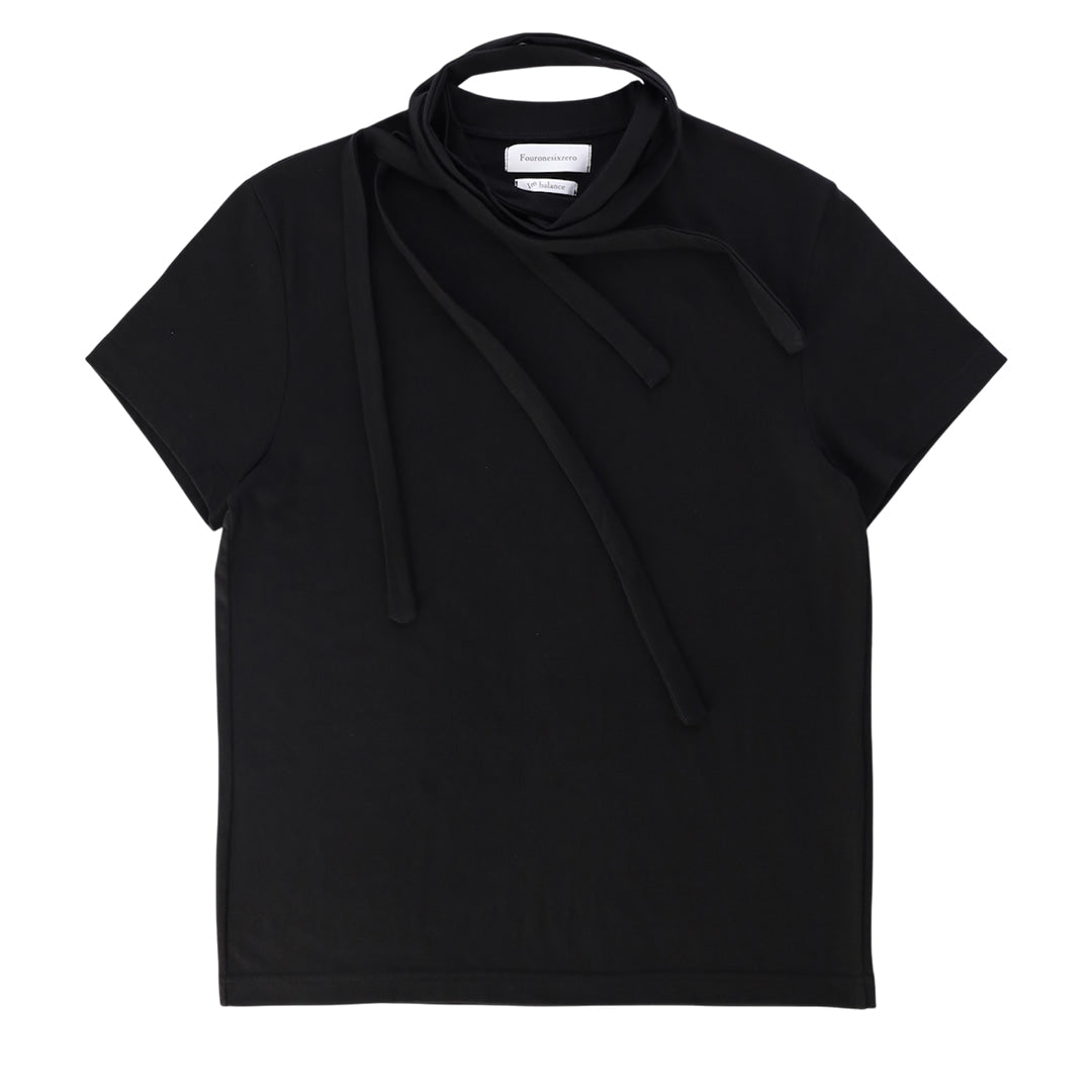 Double collar t-shirt_ver imbalance(black)