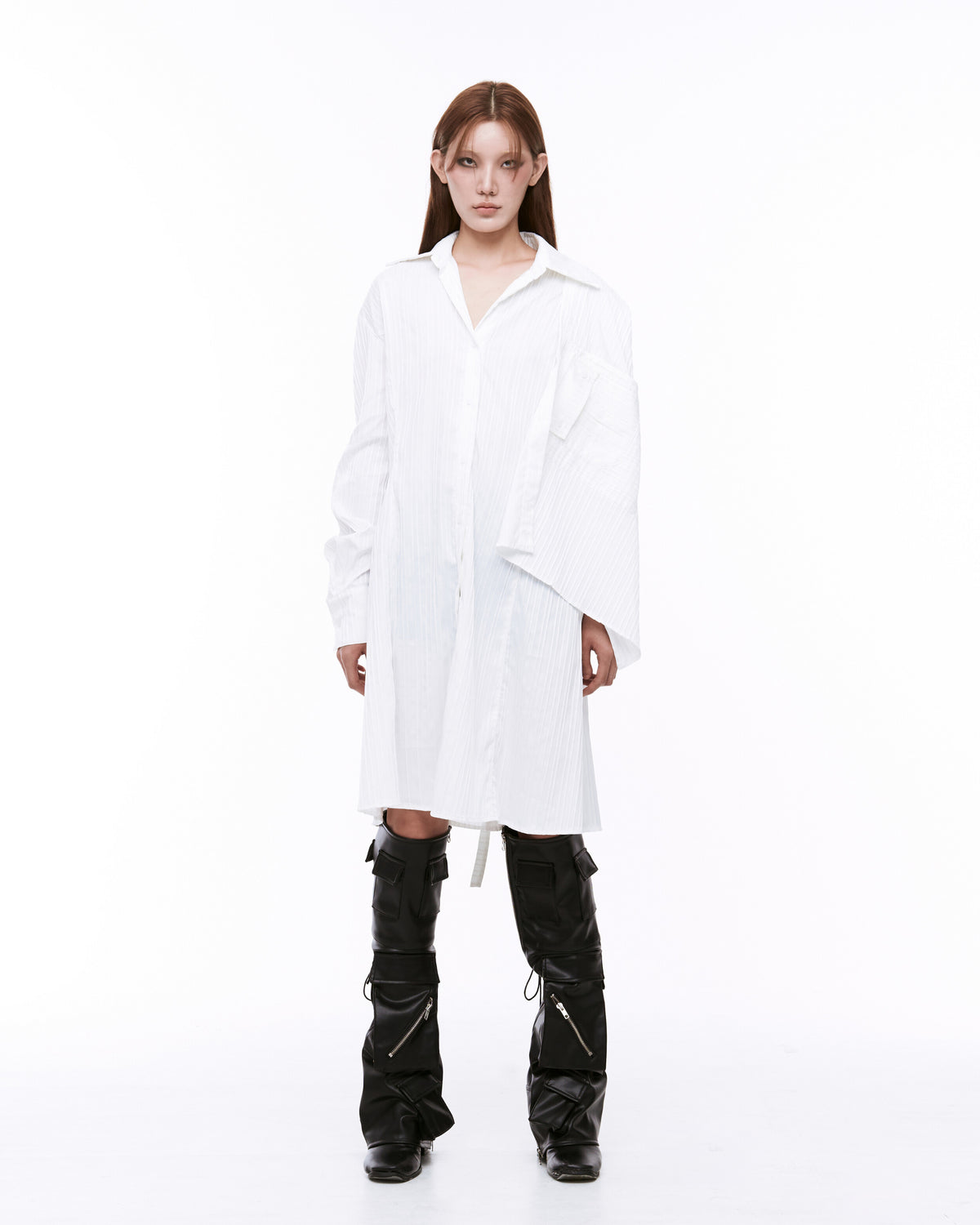 Draping one-piece white