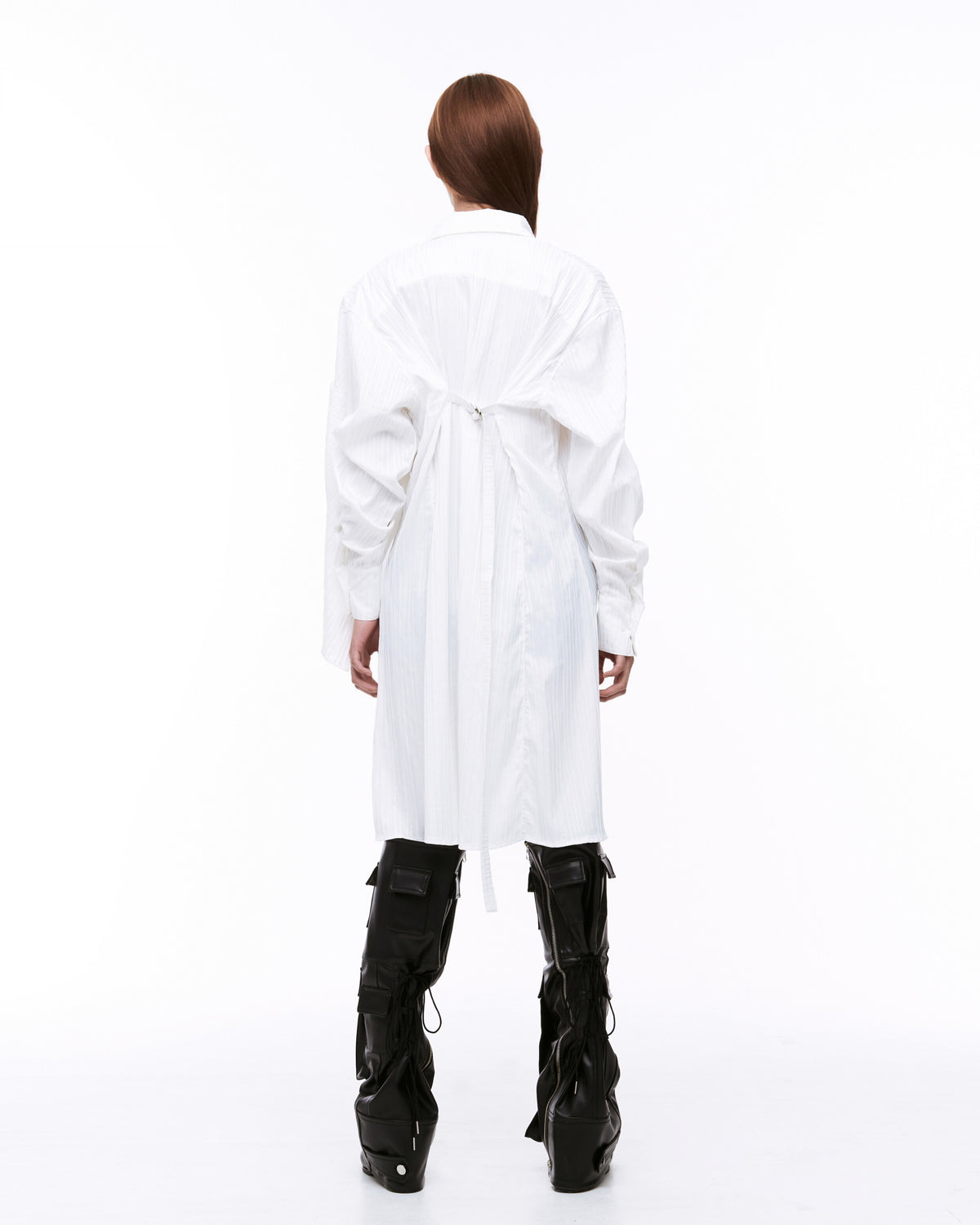 Draping one-piece white