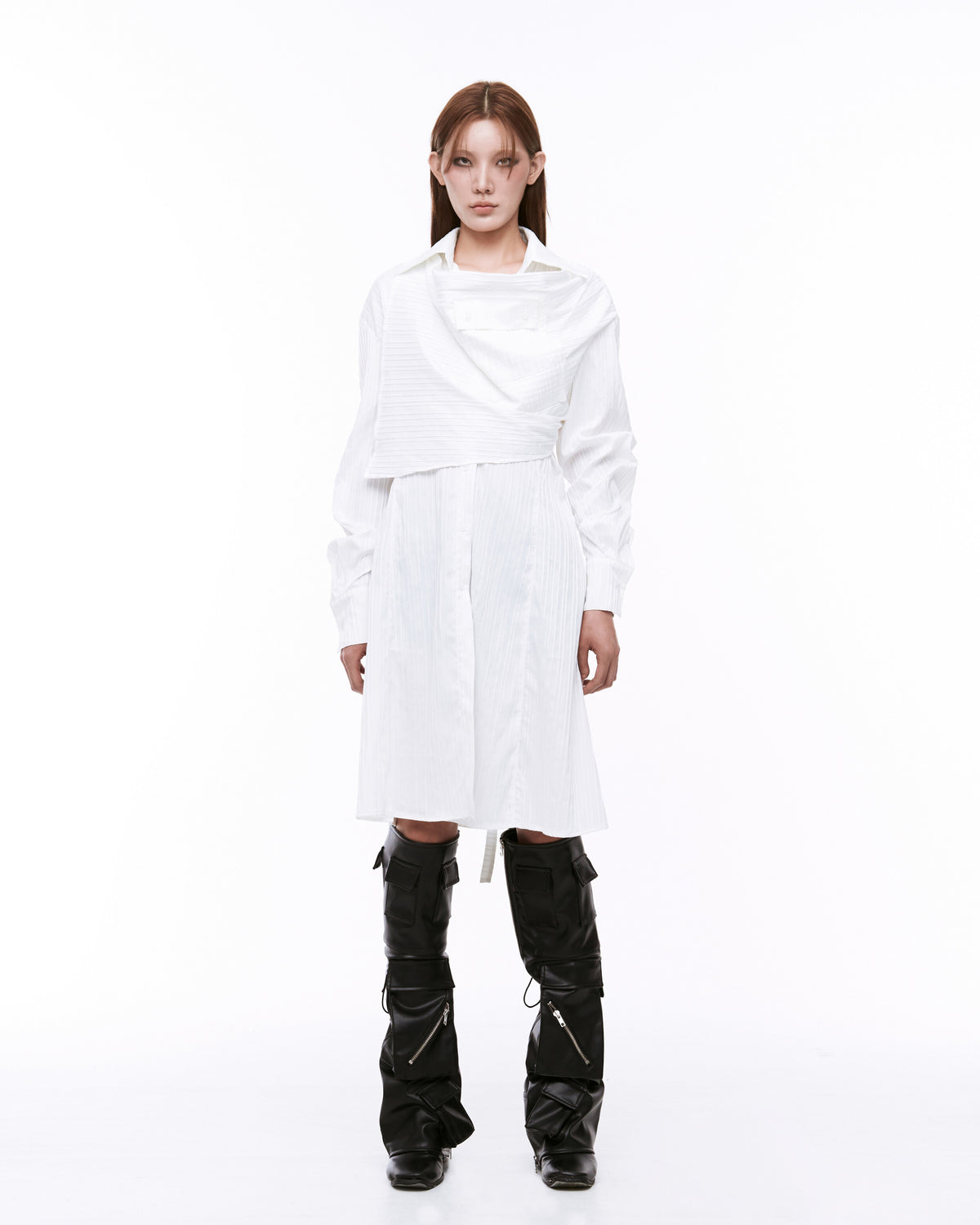 Draping one-piece white