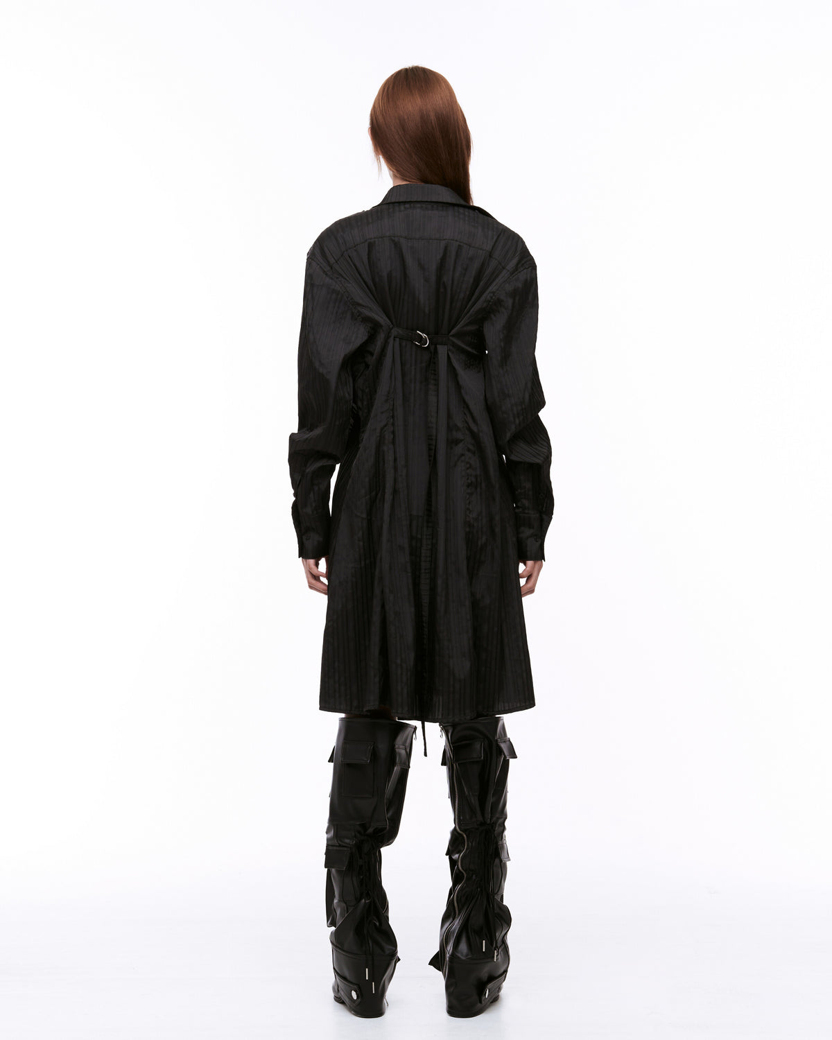Draping one-piece black