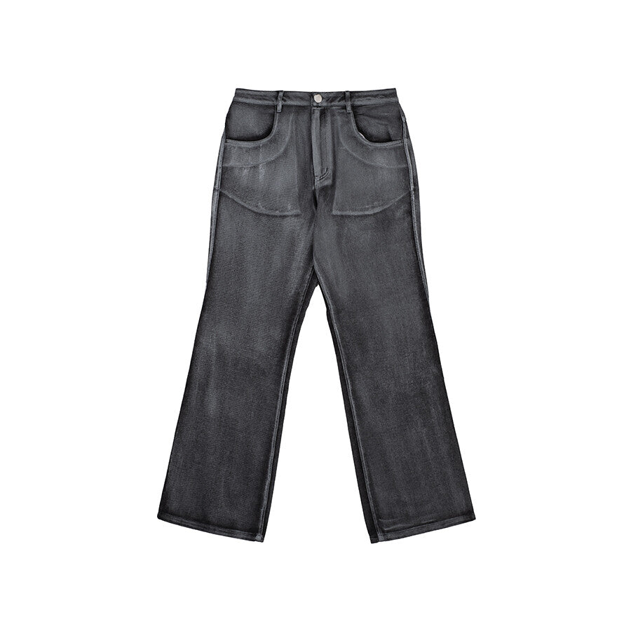 Silver-washed wide pants black