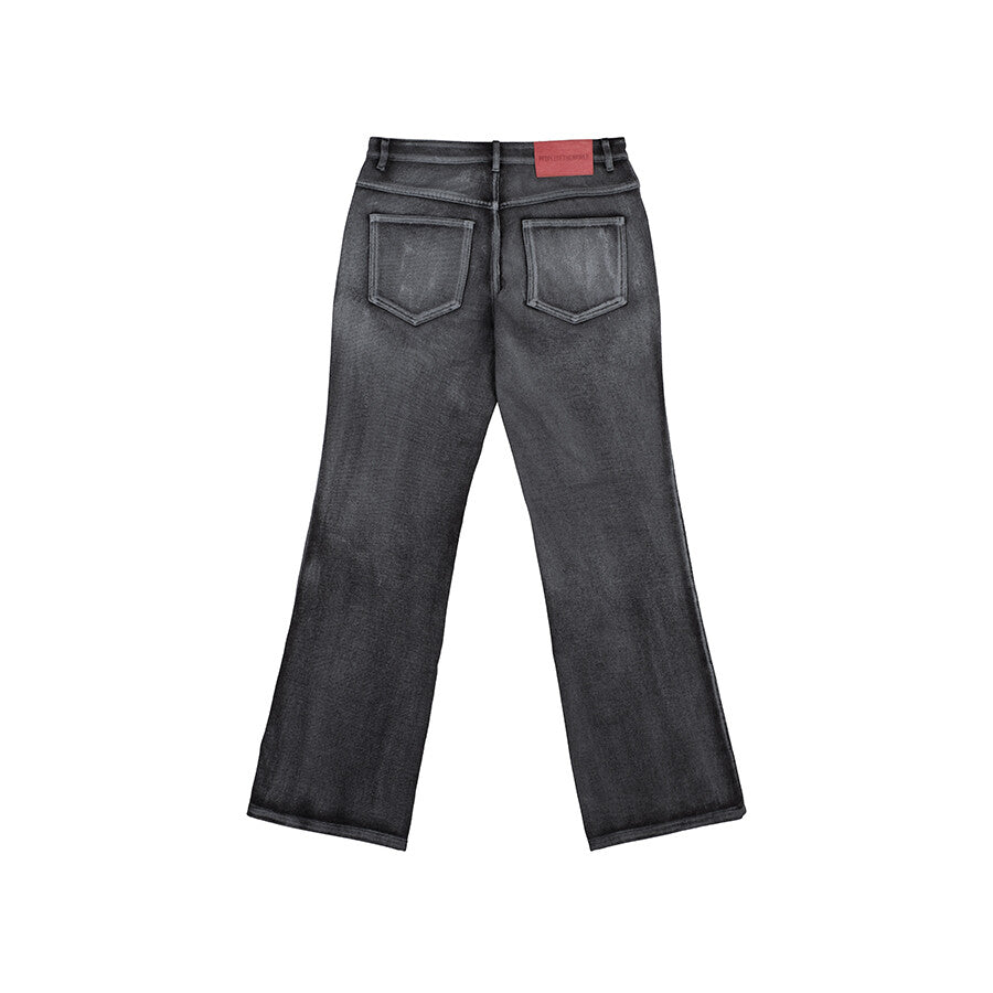 Silver-washed wide pants black