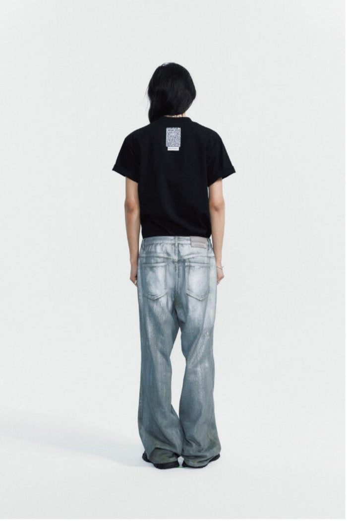 Silver-washed wide pants black