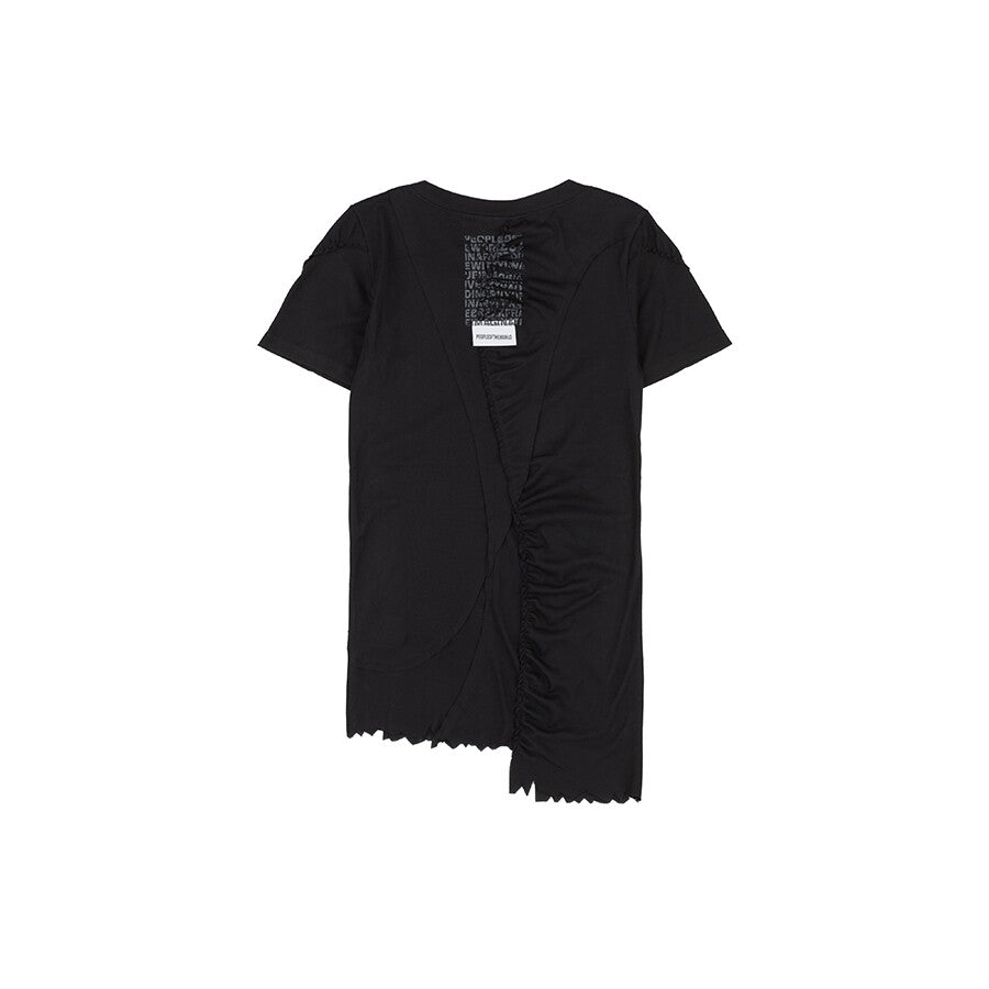 Cut-edge unbalanced slim tee