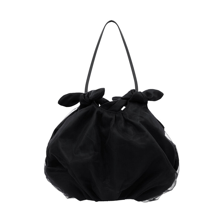 Cloud ribbon shoulder bag black