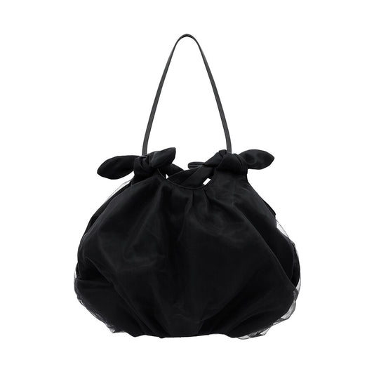 Cloud ribbon shoulder bag black