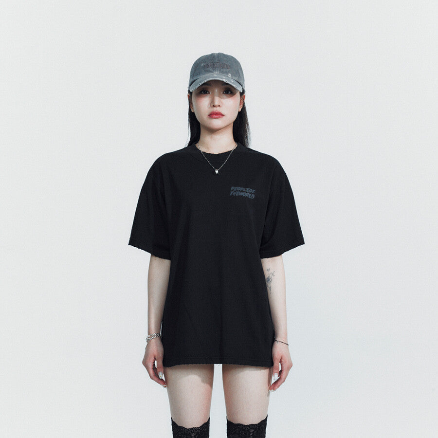 Sketch logo semi-overfit T-shirt black