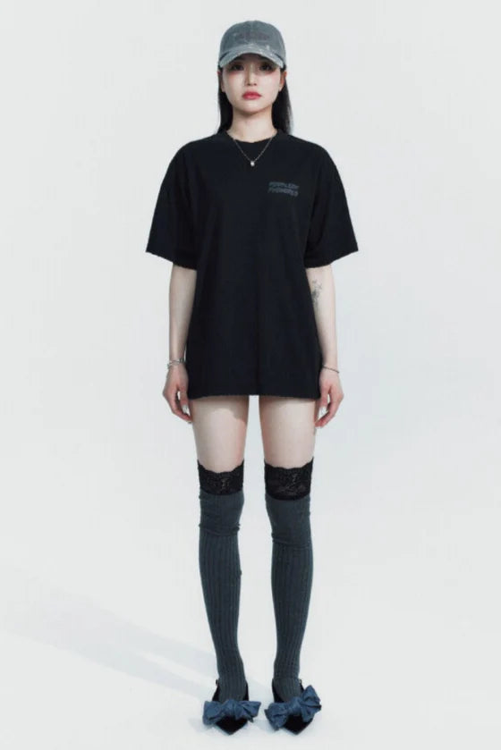 Sketch logo semi-overfit T-shirt black