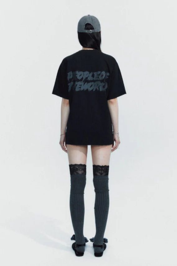 Sketch logo semi-overfit T-shirt black