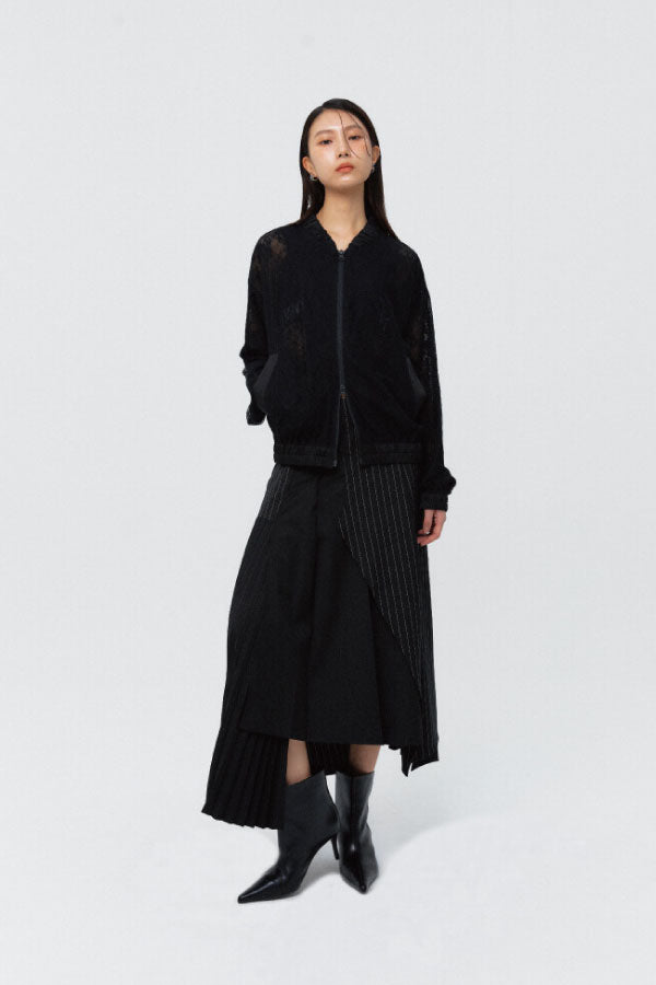Stripe unbalanced A- line skirt