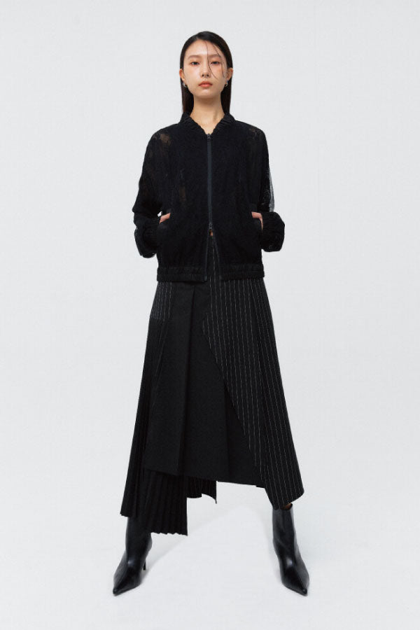 Stripe unbalanced A- line skirt