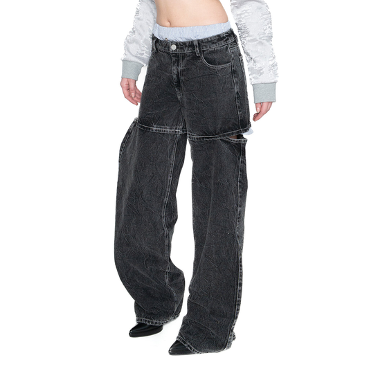 Wide open cut-out jeans